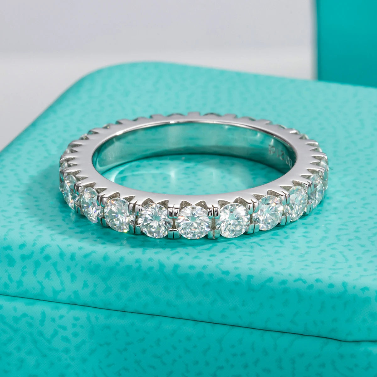 3 MM Round Cut Full Eternity Moissanite Band Ring