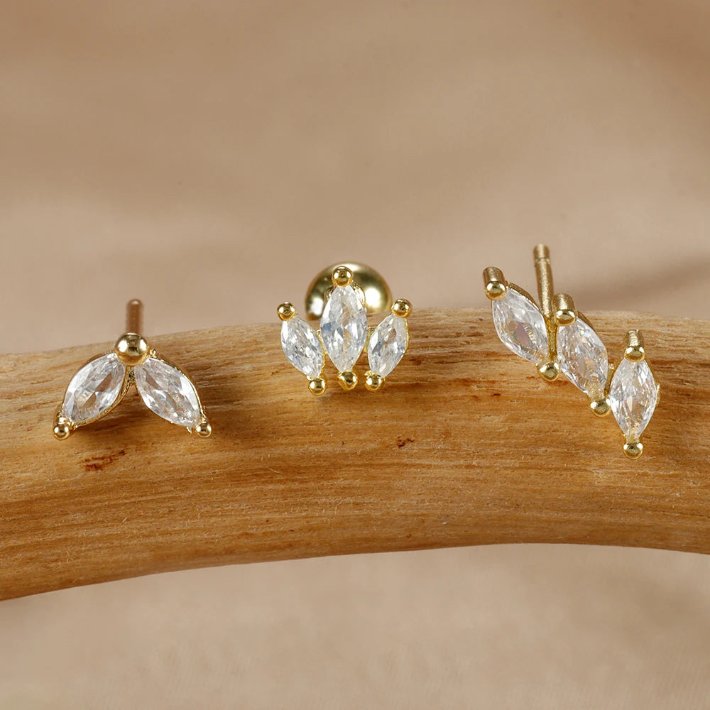 3PCS Crown Stud Earring Set for Women