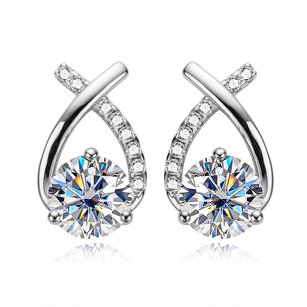 4 CTTW D Color Moissanite Stud Earrings