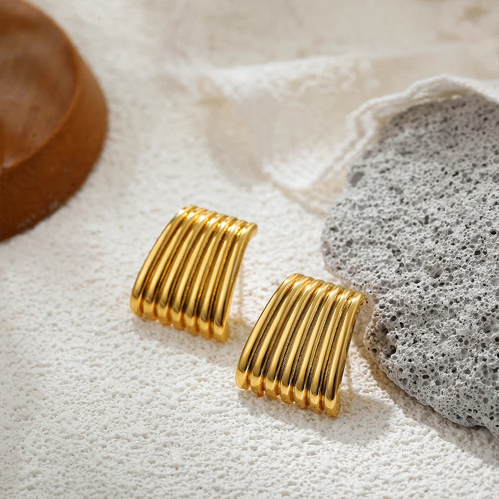 Three-Layer Textured Knot Earrings for Women