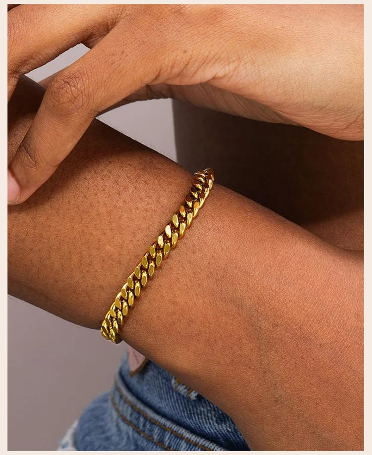 Chain bangle bracelet, minimalist modern link jewelry for everyday wear