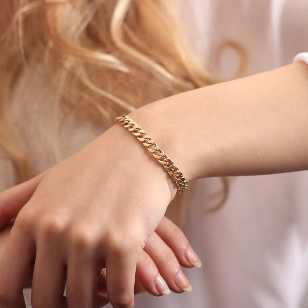Chain bangle bracelet, minimalist modern link jewelry for everyday wear