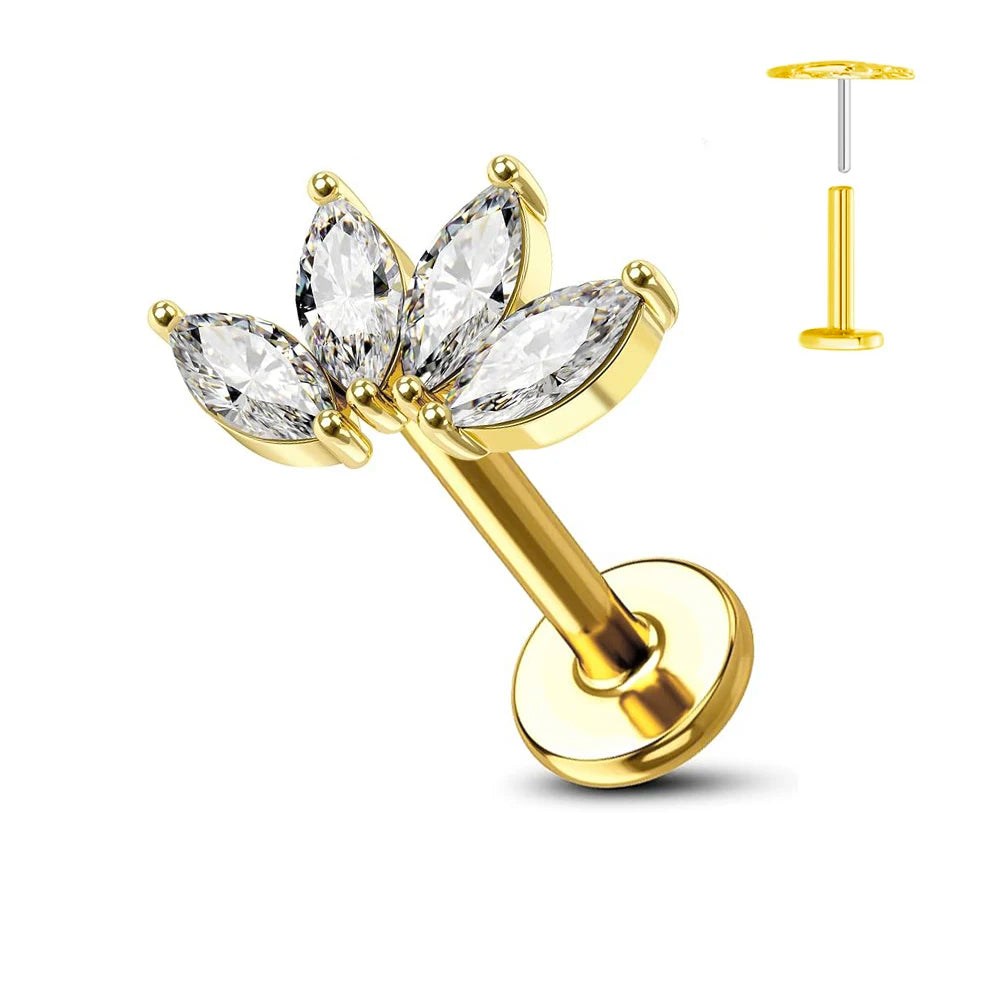 Titanium Flower Stud Piercing Earring for Sensitive Skin