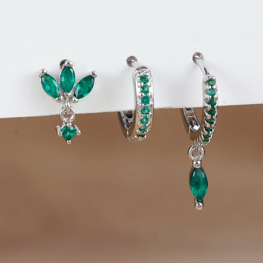 3pcs horse eye zircon stud earrings set, sparkling minimalist jewelry