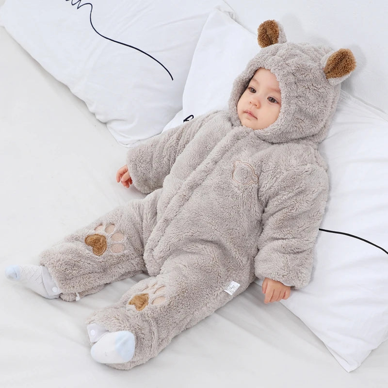 Winter Hooded Baby Romper with Cute Ears