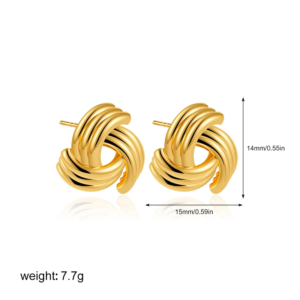 Three-Layer Textured Knot Earrings for Women