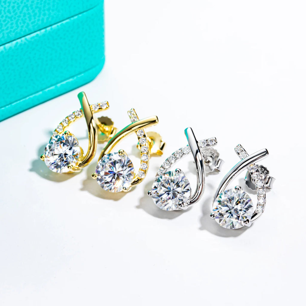 4 CTTW D Color Moissanite Stud Earrings