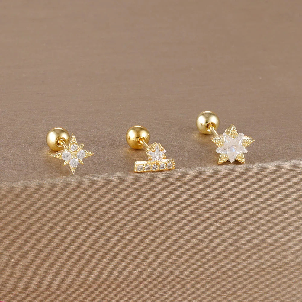 3PCS Crown Stud Earring Set for Women