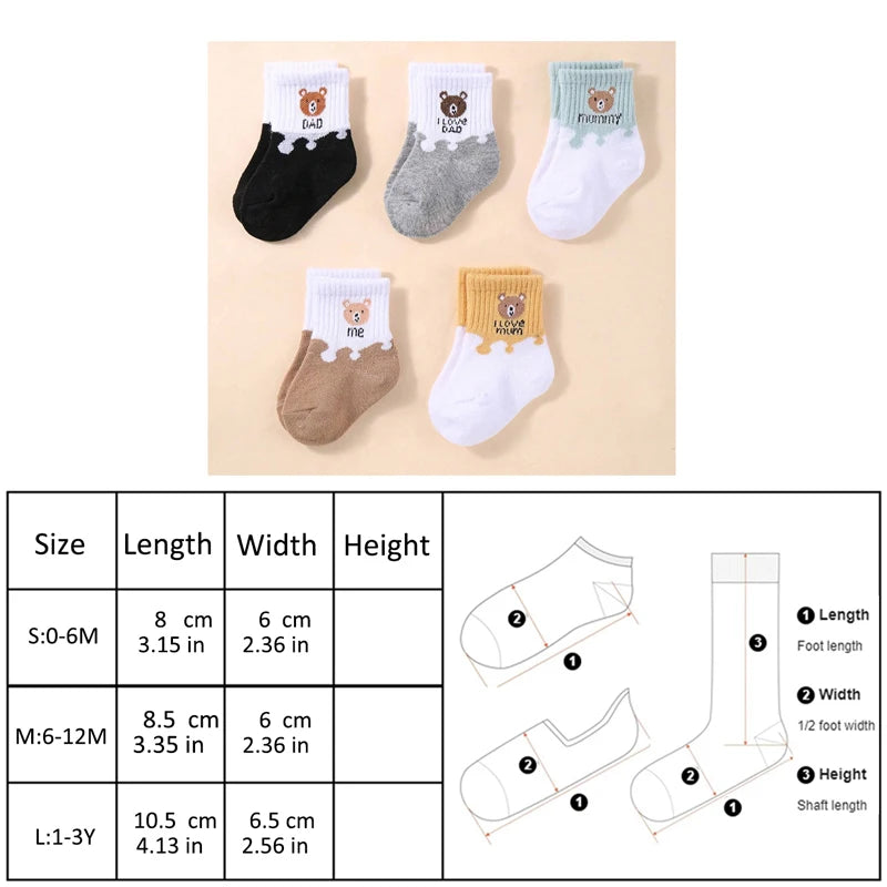 5 Pairs Baby Ankle Socks for Boys & Girls