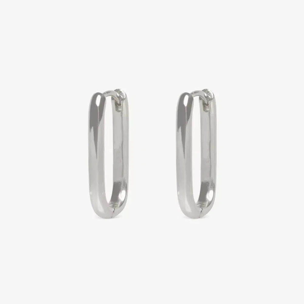Minimalist huggie square hoop earrings, modern geometric everyday jewelry