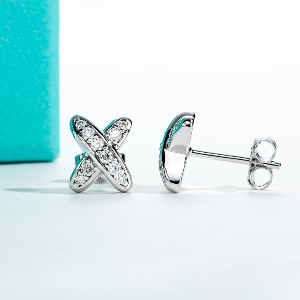 VVS1 D Color Moissanite Cross Stud Earrings