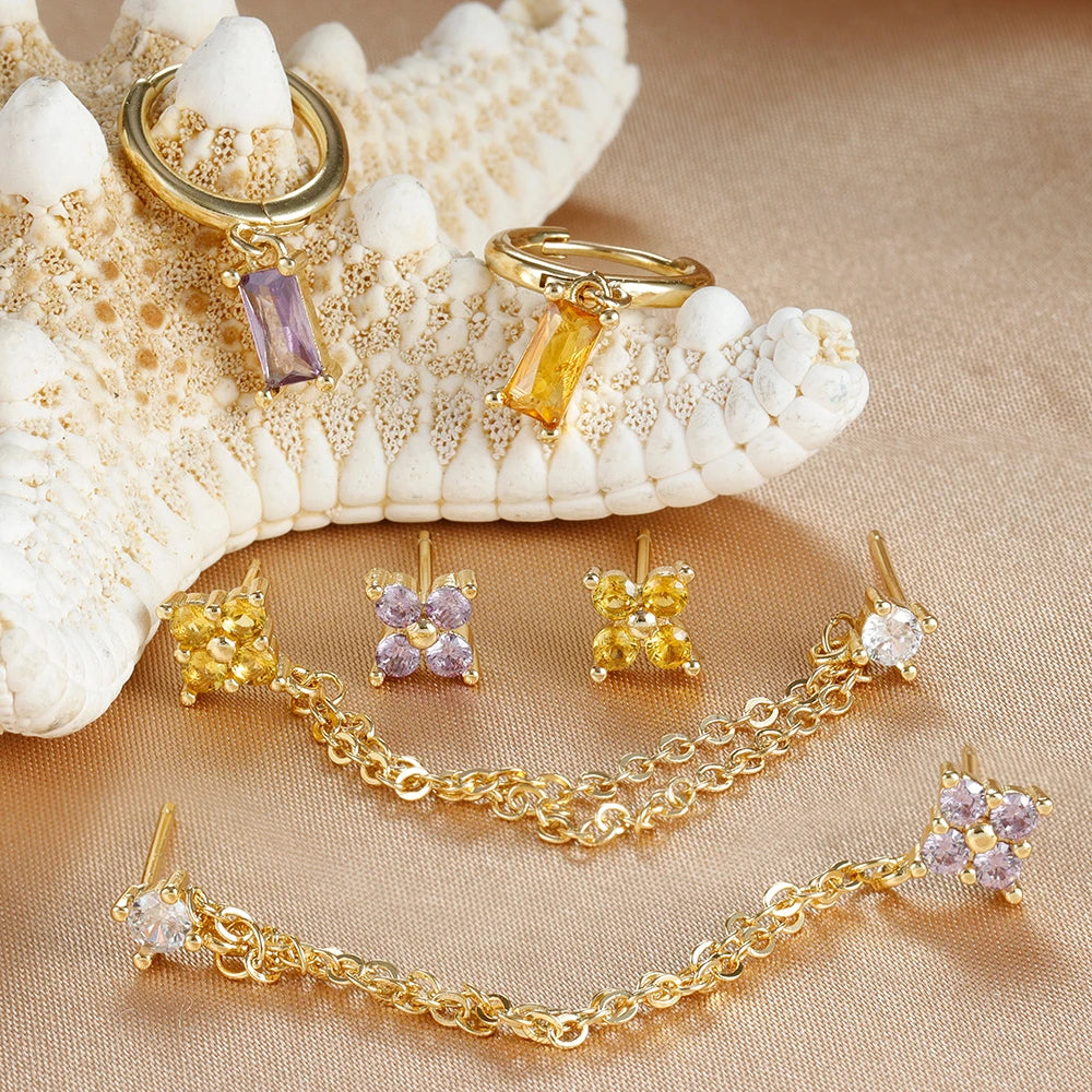 Zodiac Birthstone Earrings Set for Everyday Celestial Style