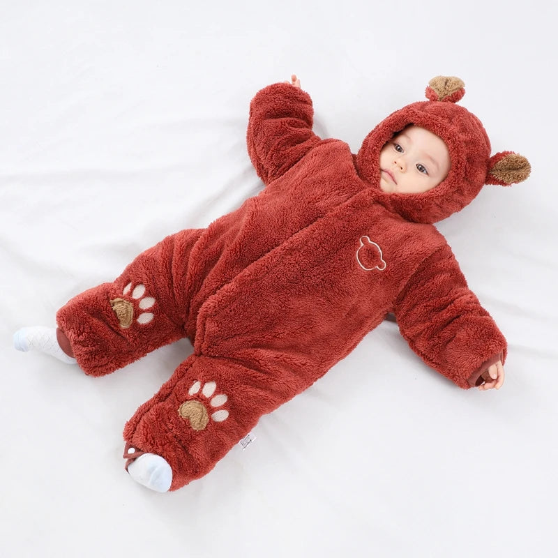 Winter Hooded Baby Romper with Cute Ears