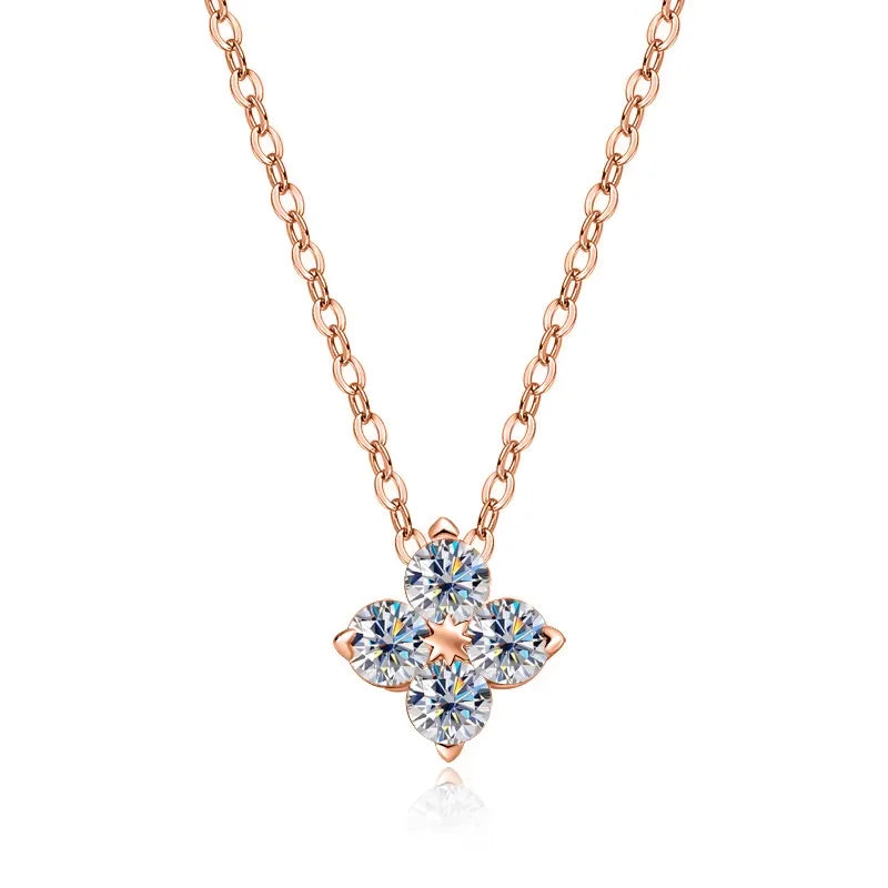 VVS1 D Flower Moissanite Pendant Necklace for Women