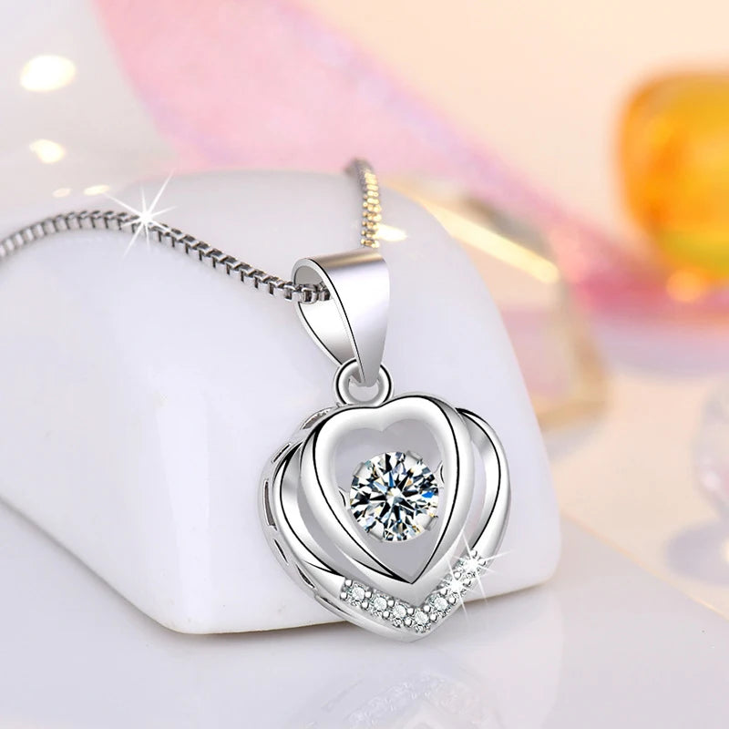 925 Sterling Silver Heart Pendant Necklace for Women