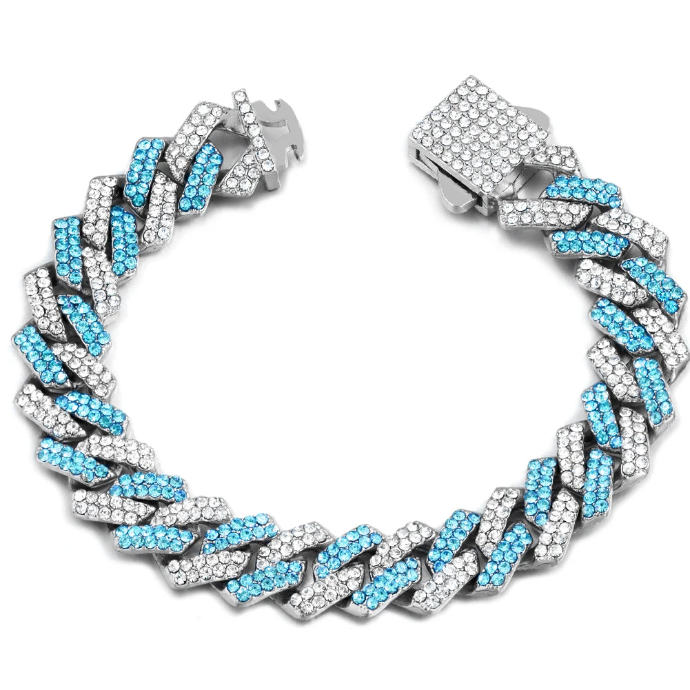 14mm cuban link chain bracelet, bold stainless steel hip hop jewelry