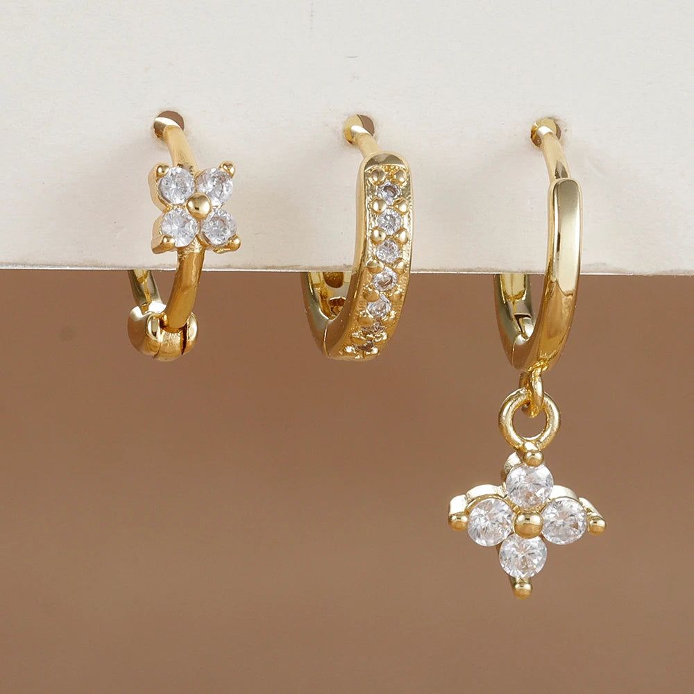 3PCS Flower Drop and Dangle Earring