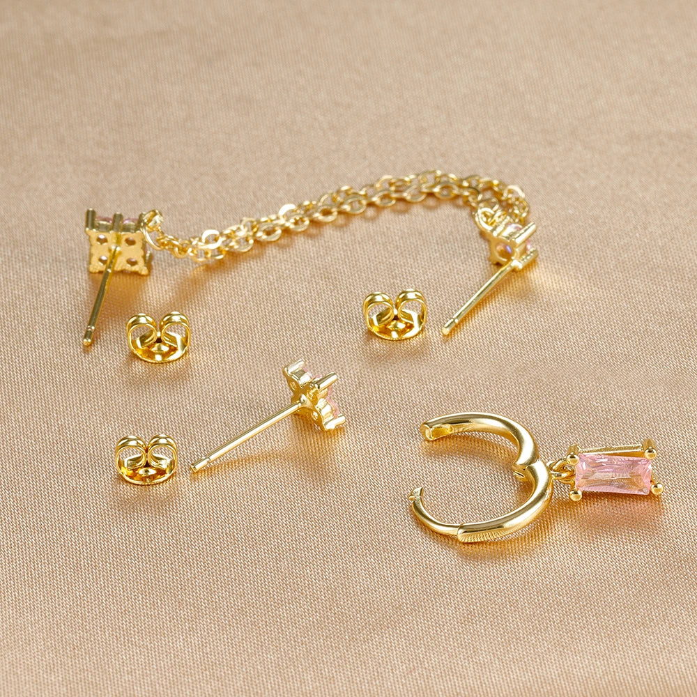 Zodiac Birthstone Earrings Set for Everyday Celestial Style