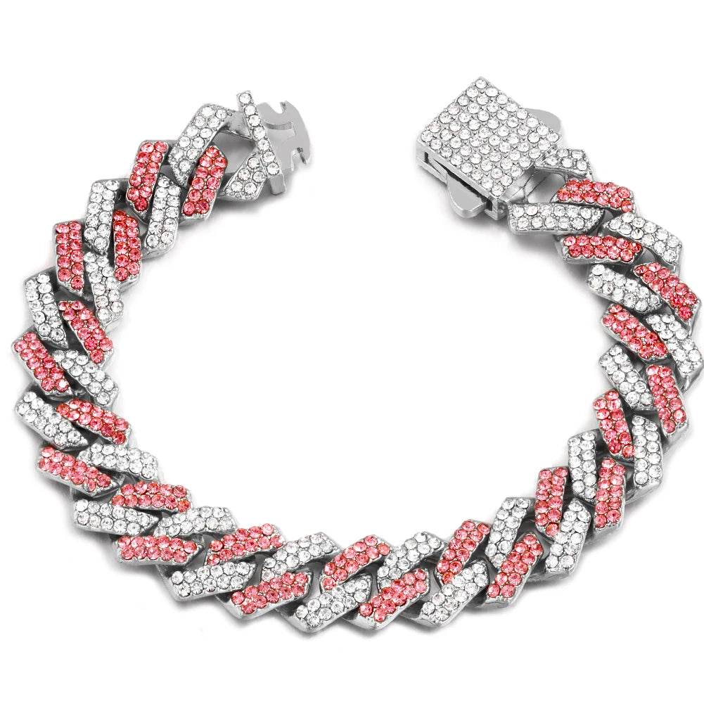 14mm cuban link chain bracelet, bold stainless steel hip hop jewelry