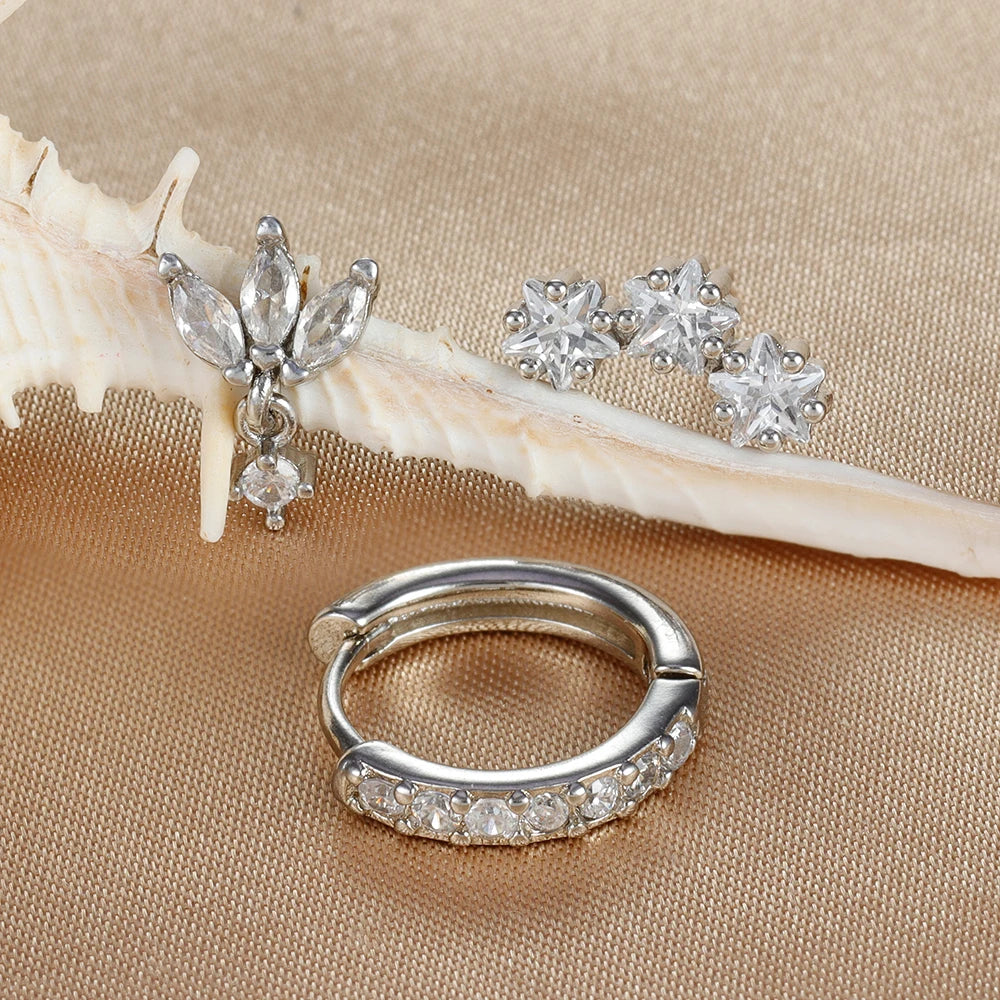 3PCS Star Zircon Hoop Huggie Earrings