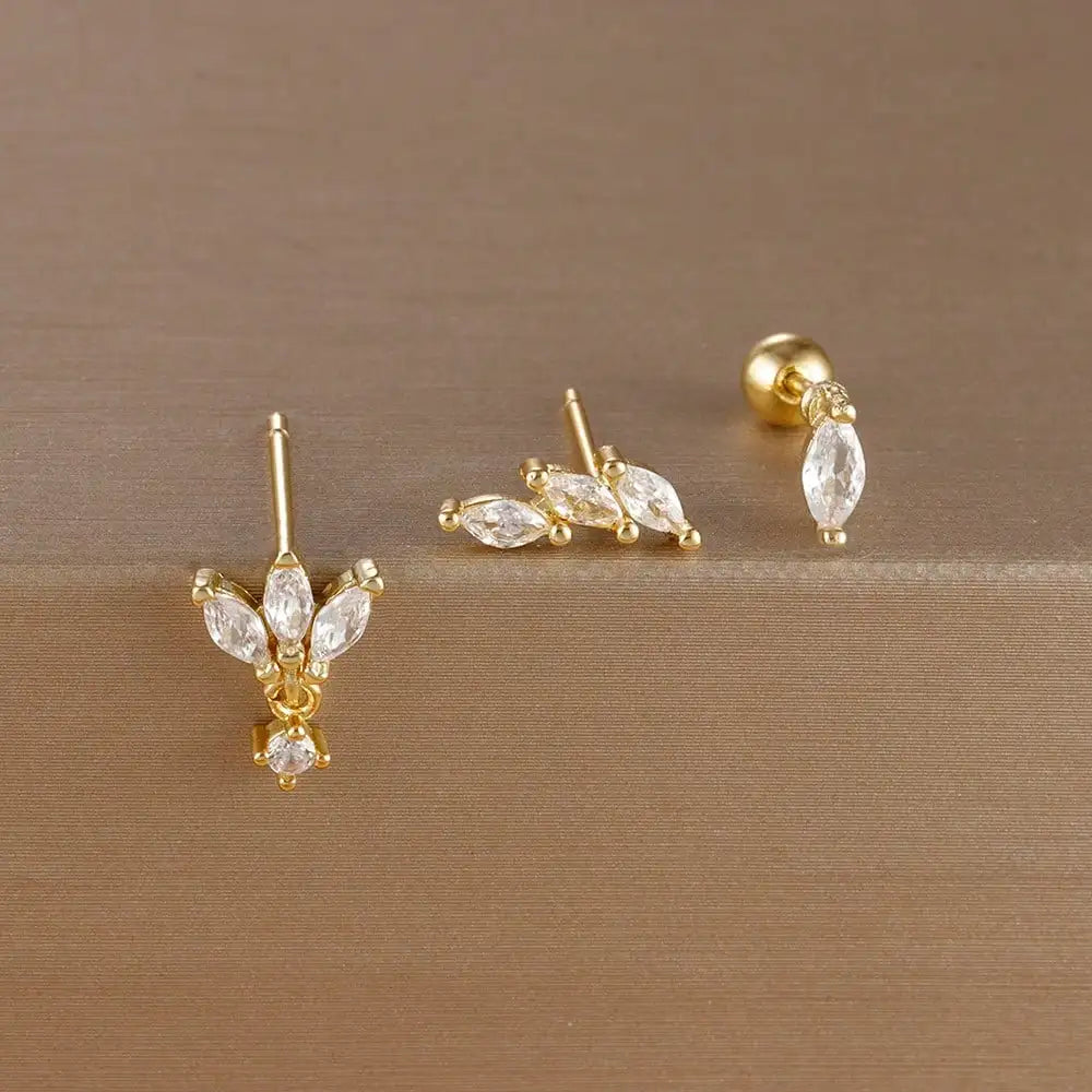 3PCS Crown Stud Earring Set for Women