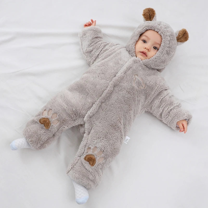 Winter Hooded Baby Romper with Cute Ears