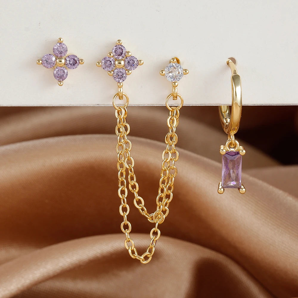 Zodiac Birthstone Earrings Set for Everyday Celestial Style