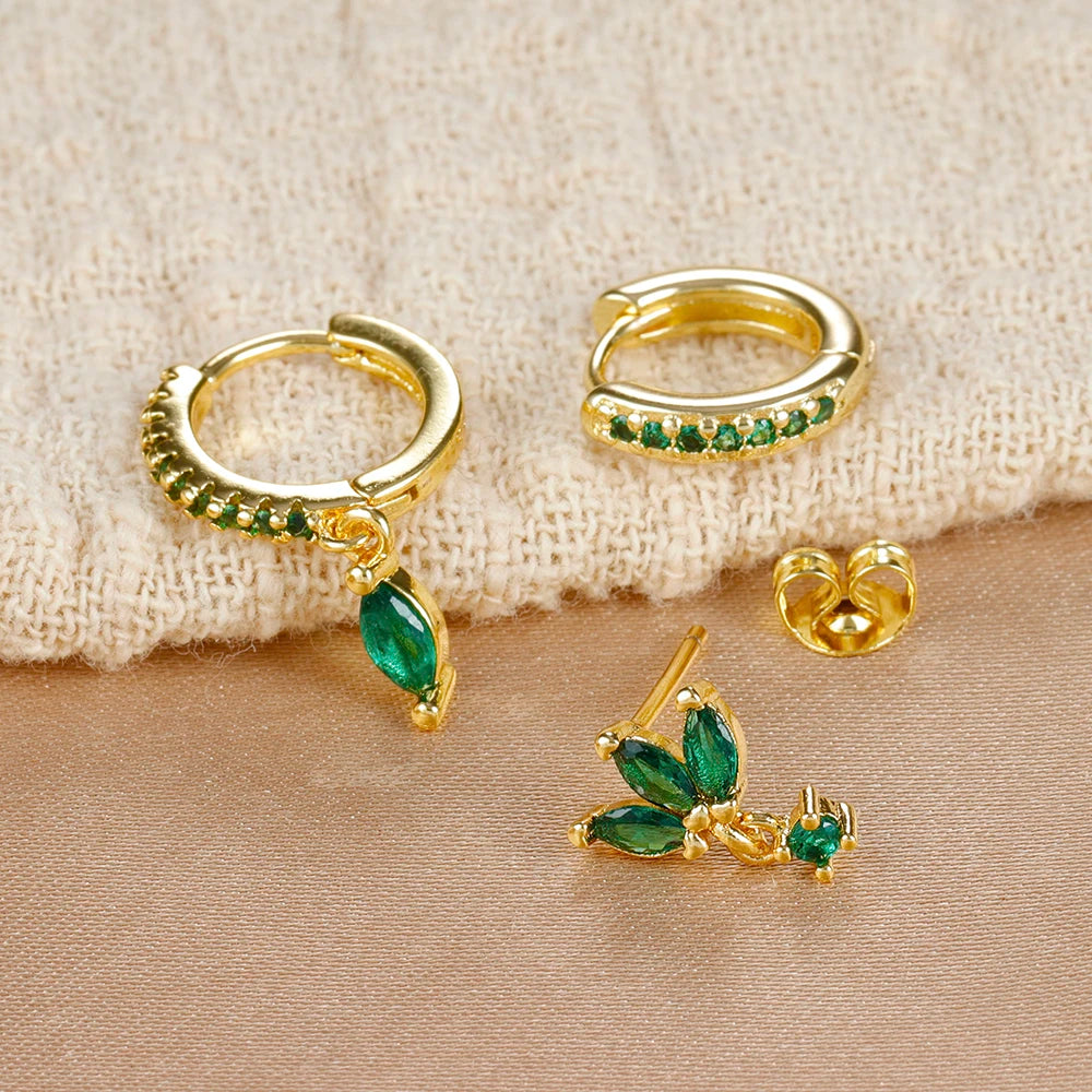 3pcs horse eye zircon stud earrings set, sparkling minimalist jewelry