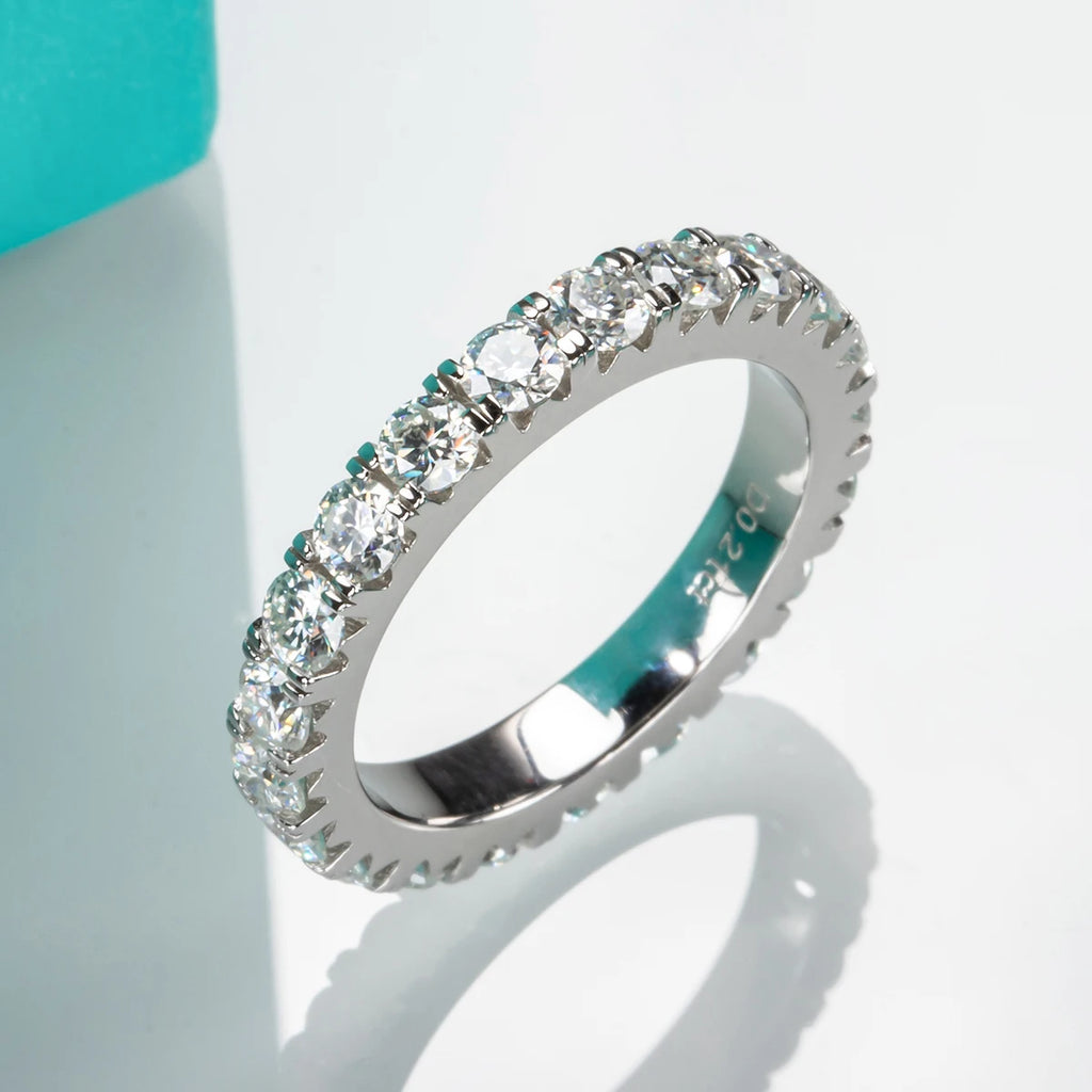 3 MM Round Cut Full Eternity Moissanite Band Ring