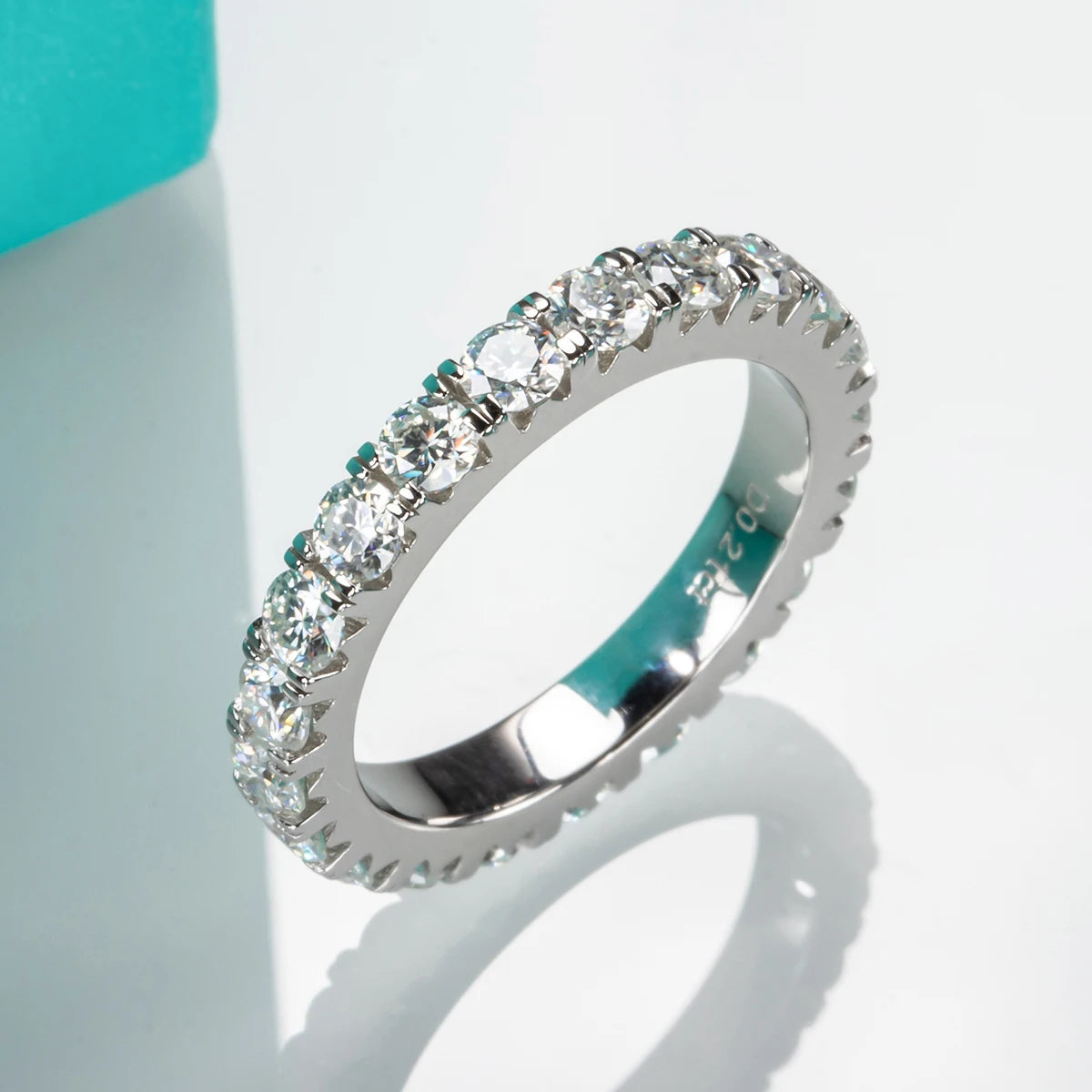 3 MM Round Cut Full Eternity Moissanite Band Ring
