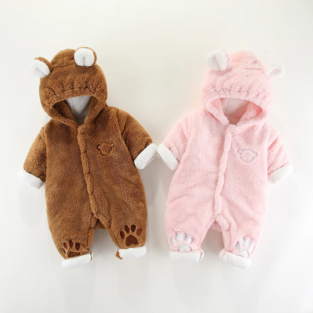 Winter Hooded Baby Romper with Cute Ears