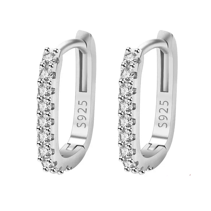 925 Sterling Silver Crystal Fashion Hoop Earrings