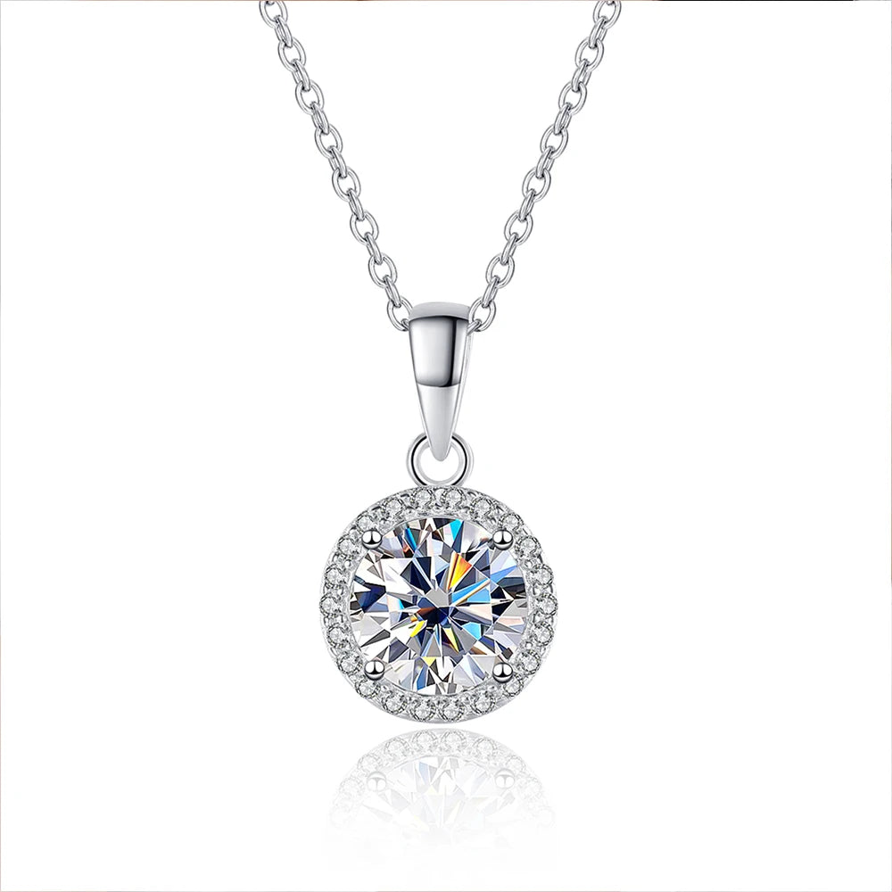 1CT Moissanite Diamond Pendant Necklace for Women
