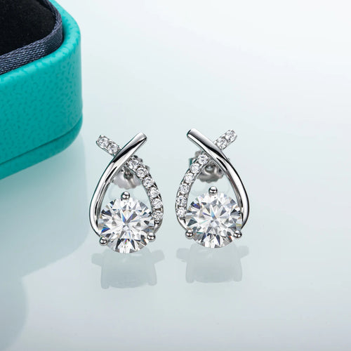 4 CTTW D Color Moissanite Stud Earrings