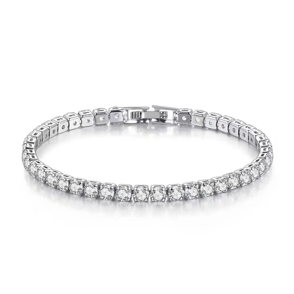 S925 sterling silver zirconia tennis bracelet, elegant sparkling jewelry