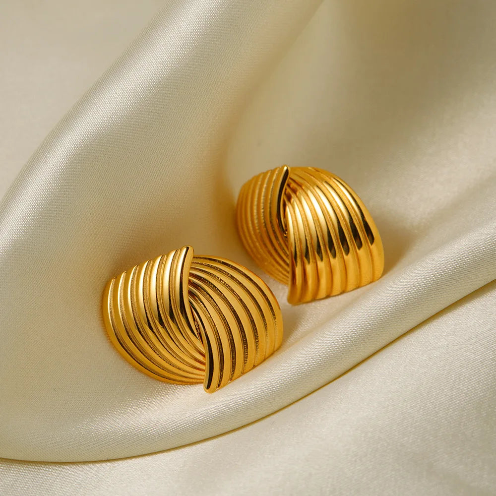 Three-Layer Textured Knot Earrings for Women