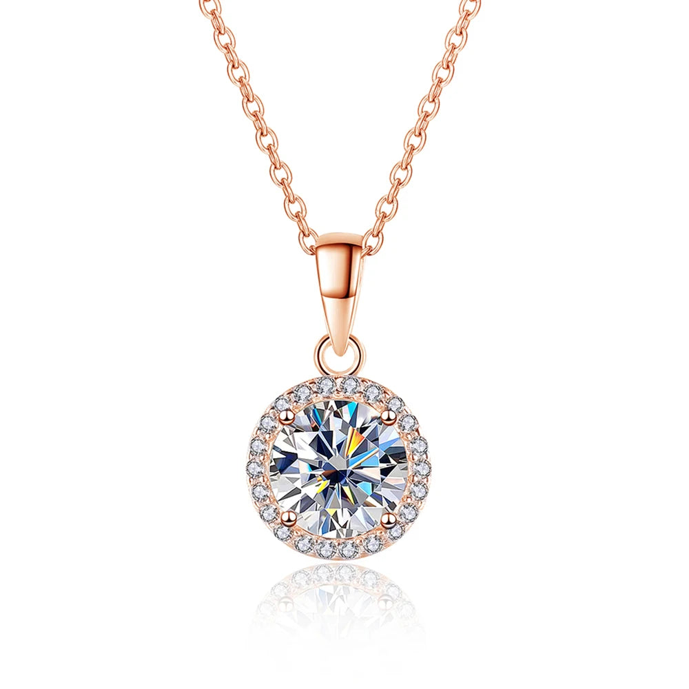 1CT Moissanite Diamond Pendant Necklace for Women