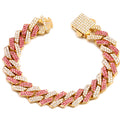 14mm cuban link chain bracelet, bold stainless steel hip hop jewelry
