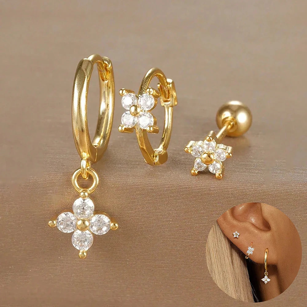 3PCS Crown Stud Earring Set for Women