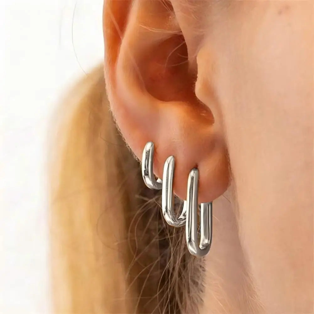 Minimalist huggie square hoop earrings, modern geometric everyday jewelry
