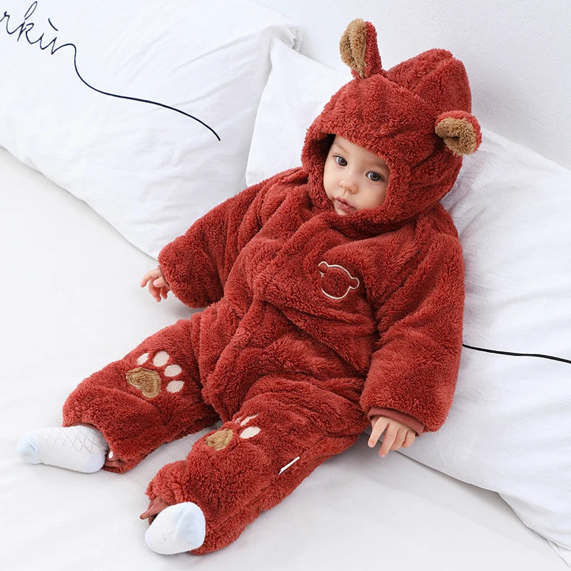 Winter Hooded Baby Romper with Cute Ears