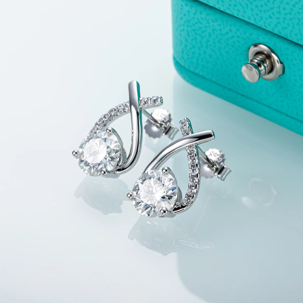 4 CTTW D Color Moissanite Stud Earrings