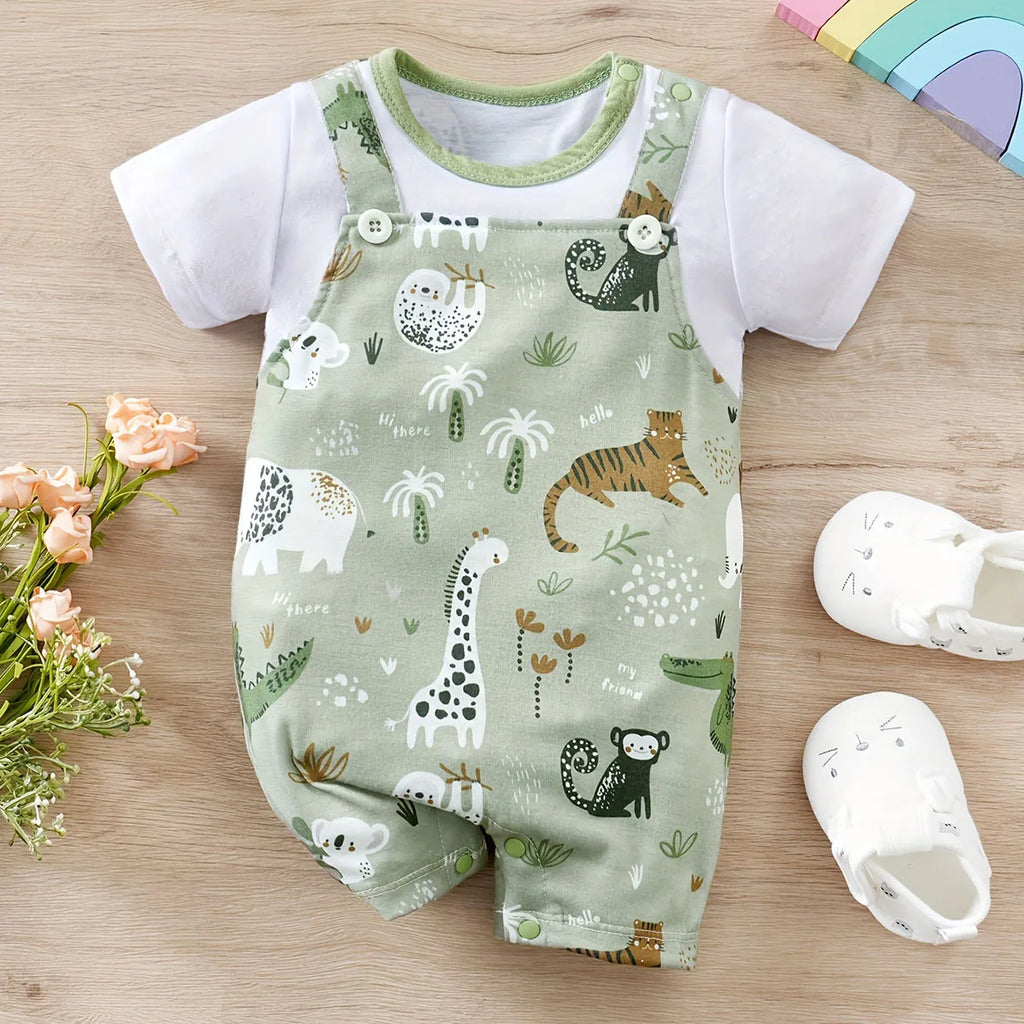 Cute Zoo Animal Print Infant Romper for Everyday Comfort