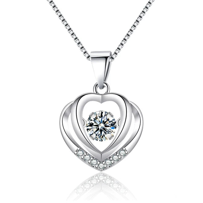 925 Sterling Silver Heart Pendant Necklace for Women