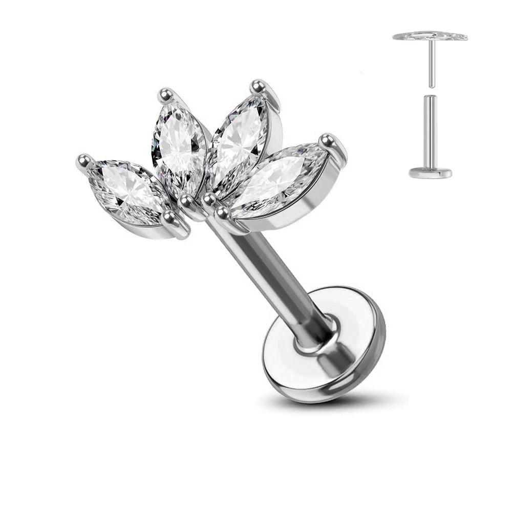Titanium Flower Stud Piercing Earring for Sensitive Skin