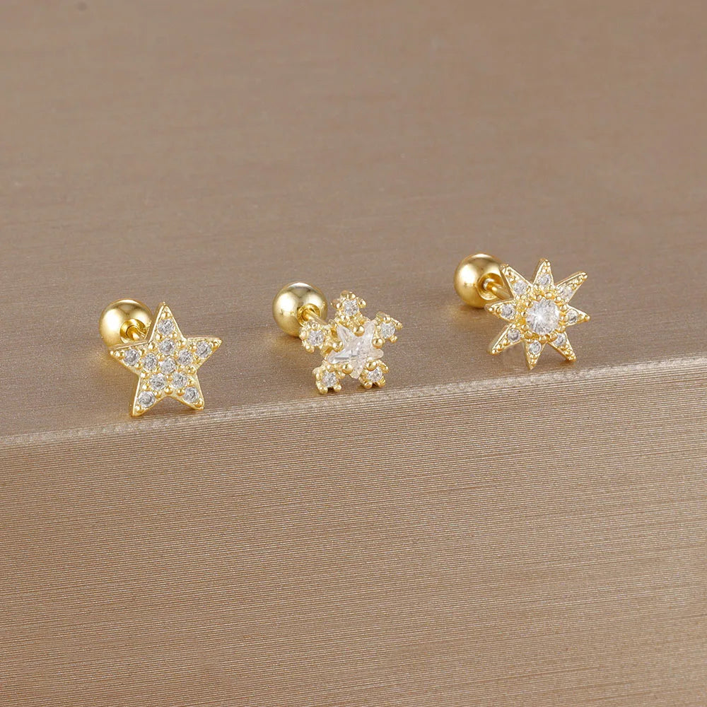 3PCS Crown Stud Earring Set for Women