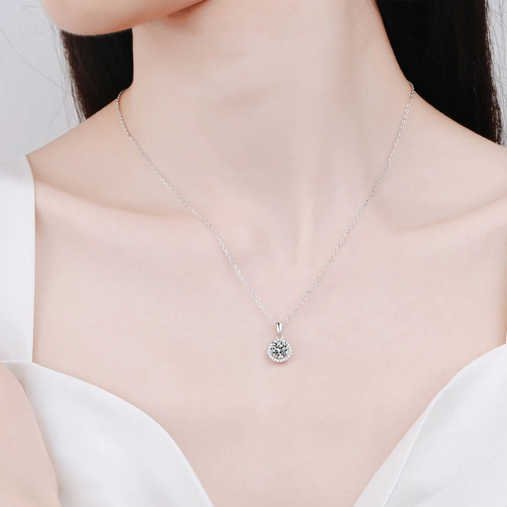 1CT Moissanite Diamond Pendant Necklace for Women
