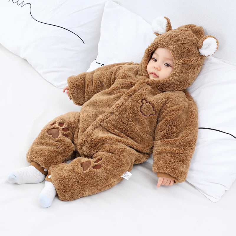 Winter Hooded Baby Romper with Cute Ears