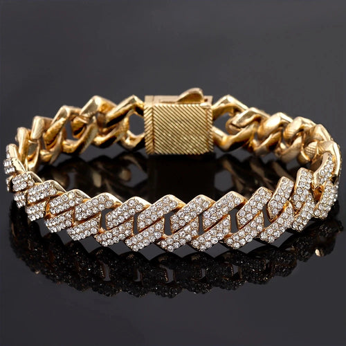 14mm cuban link chain bracelet, bold stainless steel hip hop jewelry
