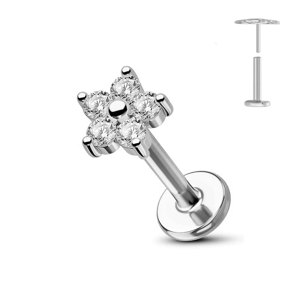 Titanium Flower Stud Piercing Earring for Sensitive Skin
